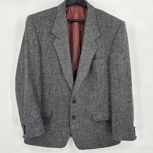 Harris Tweed Sport Coat 46 R Gray Multi Wool Mens Tweed Blazer Jacket VTG‎